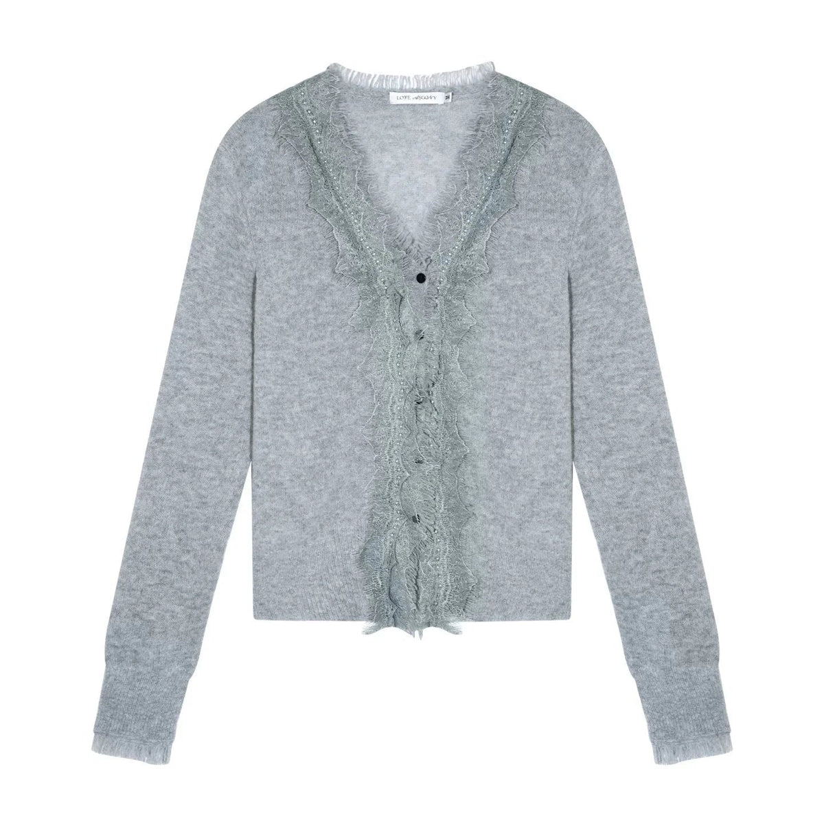 Wool Lace V-Neck Knit Top