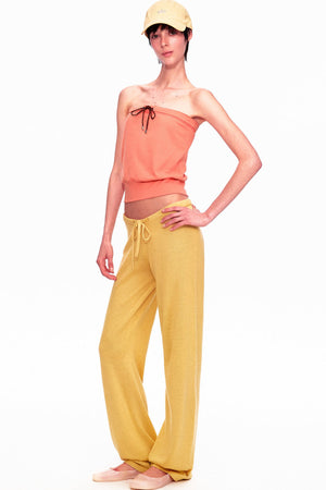 Wool Low-Waisted Drawstring Knit Pants