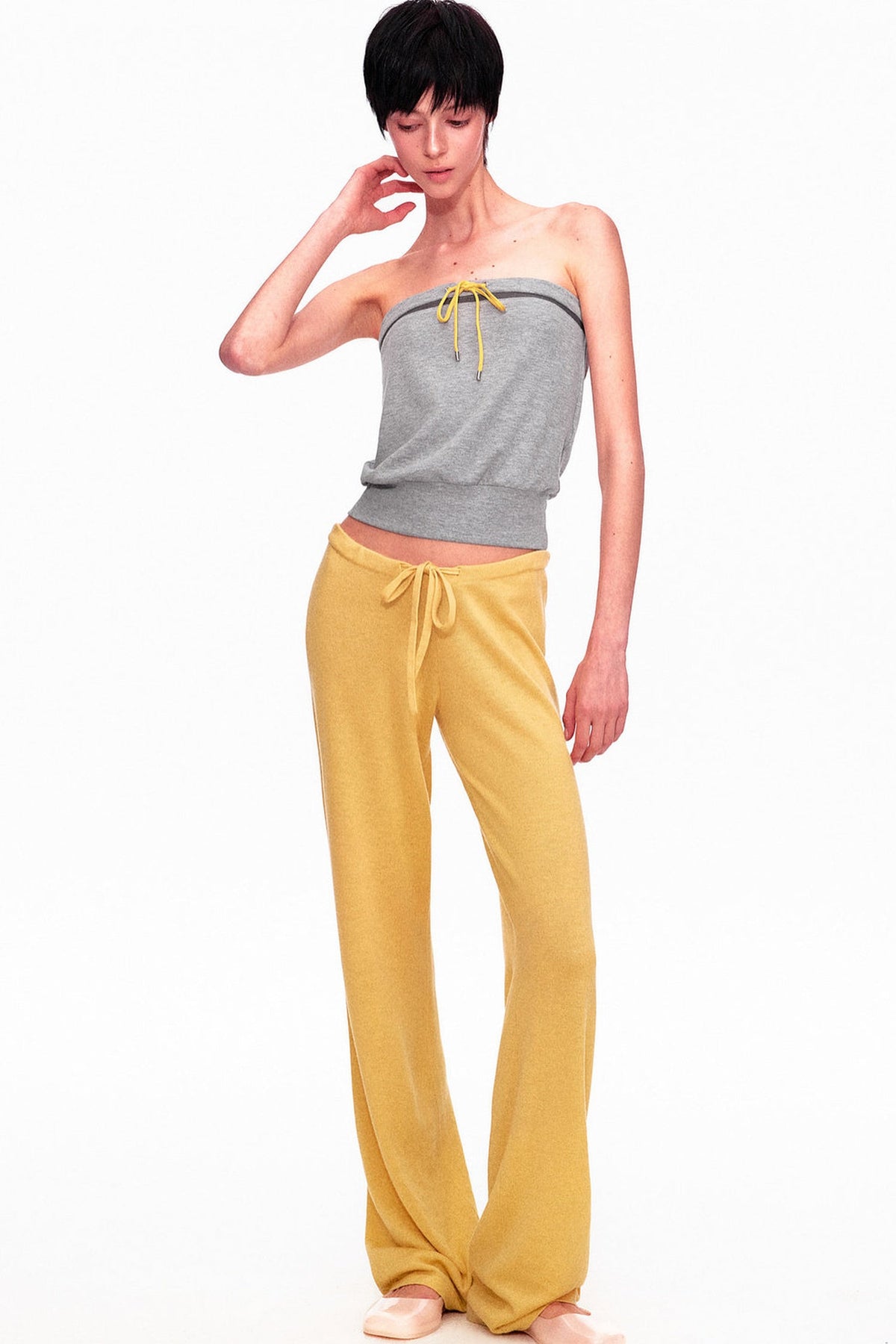 Wool Low-Waisted Drawstring Knit Pants