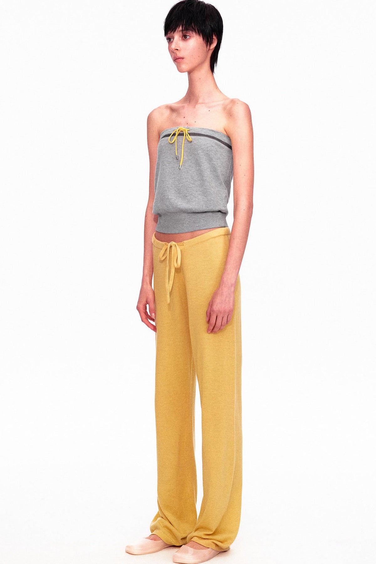 Wool Low-Waisted Drawstring Knit Pants
