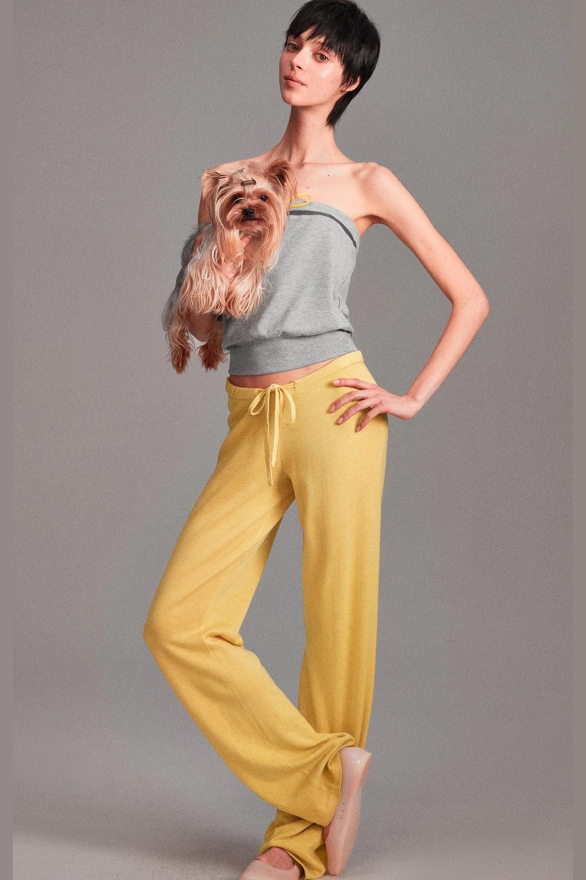 Wool Low-Waisted Drawstring Knit Pants