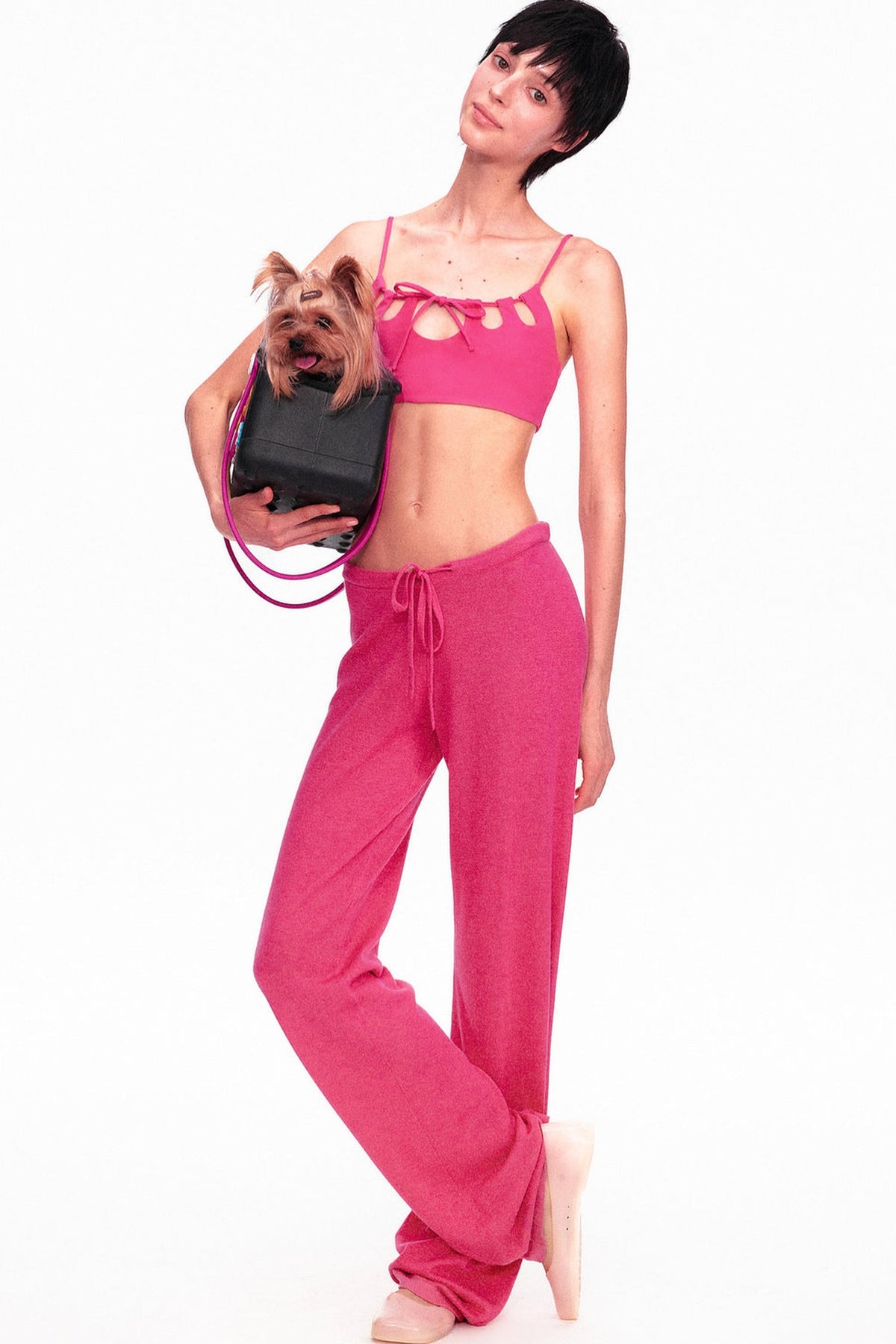 Wool Low-Waisted Drawstring Knit Pants