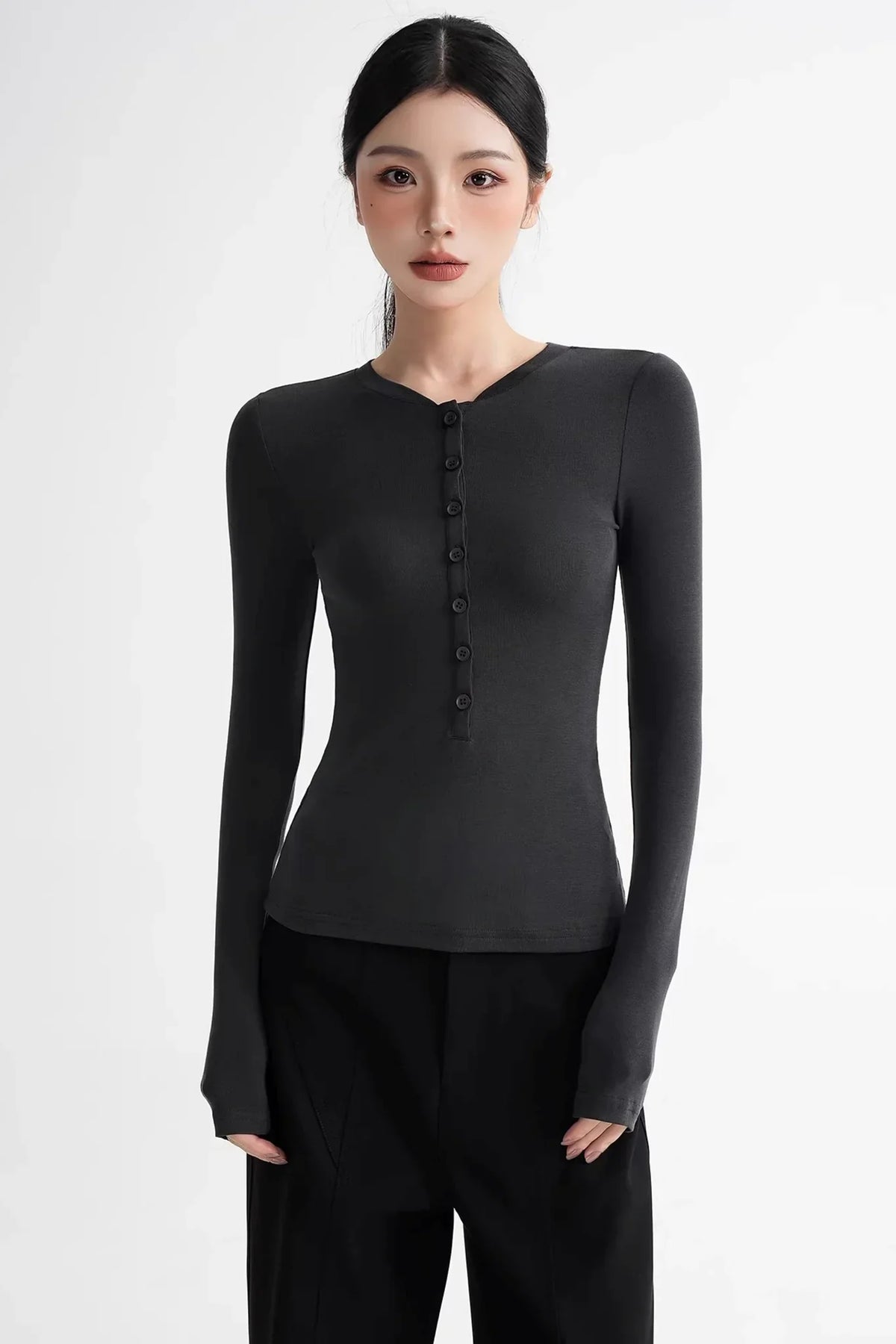 Wool Lyocell Henley Top