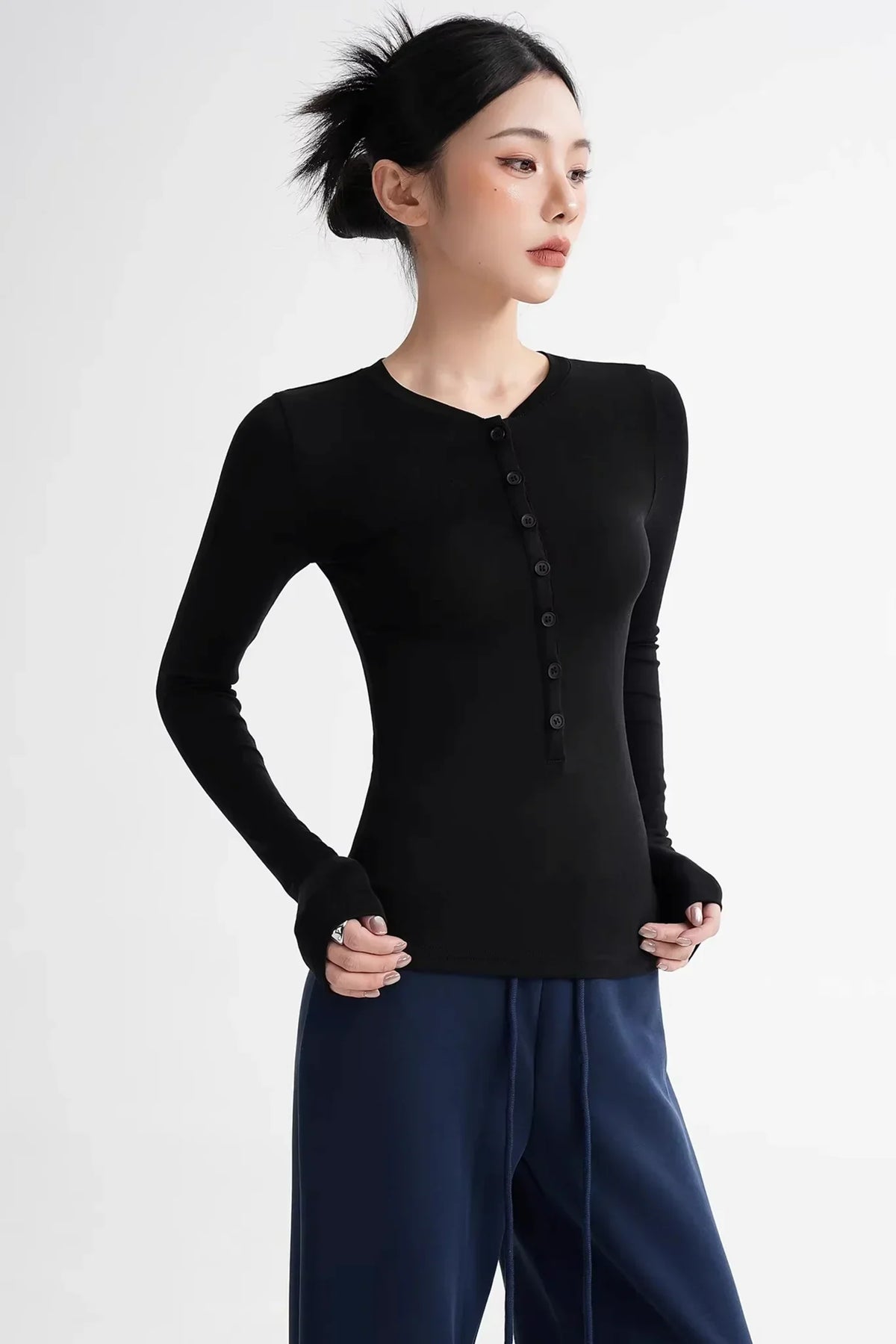 Wool Lyocell Henley Top
