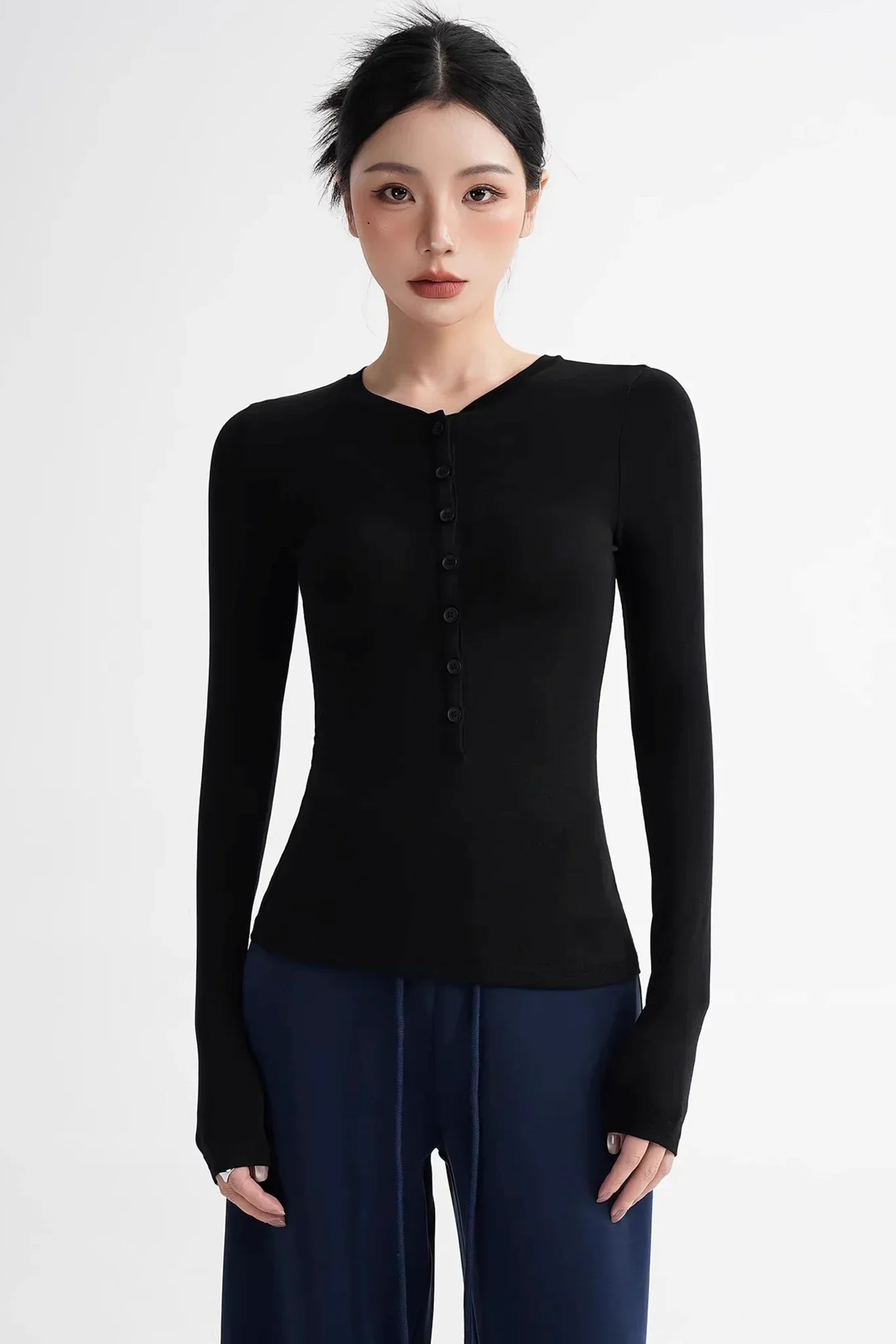 Wool Lyocell Henley Top