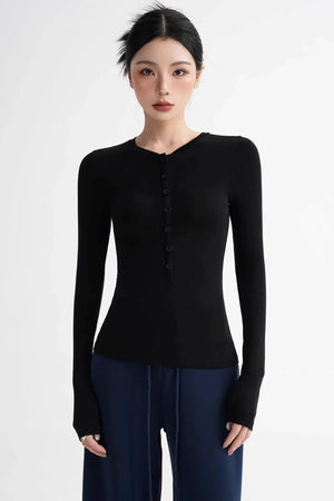 Wool Lyocell Henley Top