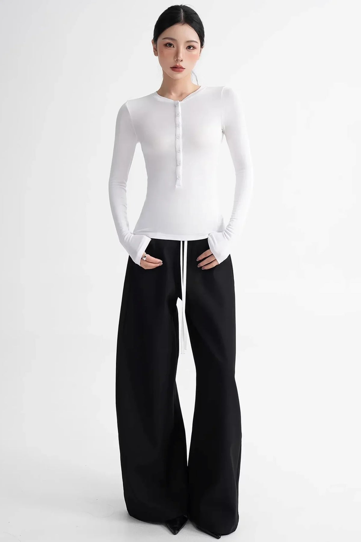 Wool Lyocell Henley Top