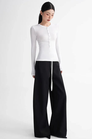 Wool Lyocell Henley Top