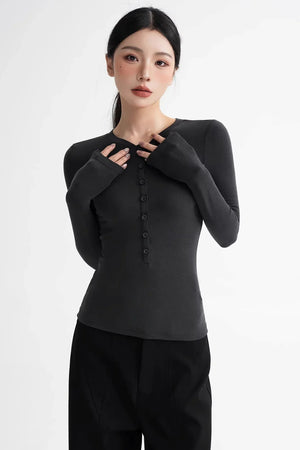 Wool Lyocell Henley Top