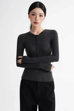 Wool Lyocell Henley Top