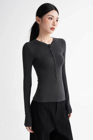 Wool Lyocell Henley Top