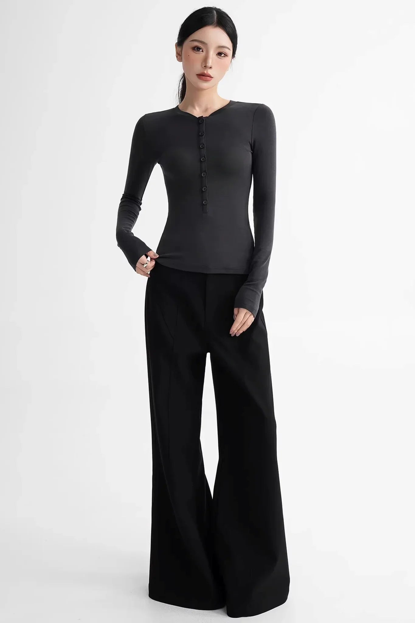 Wool Lyocell Henley Top
