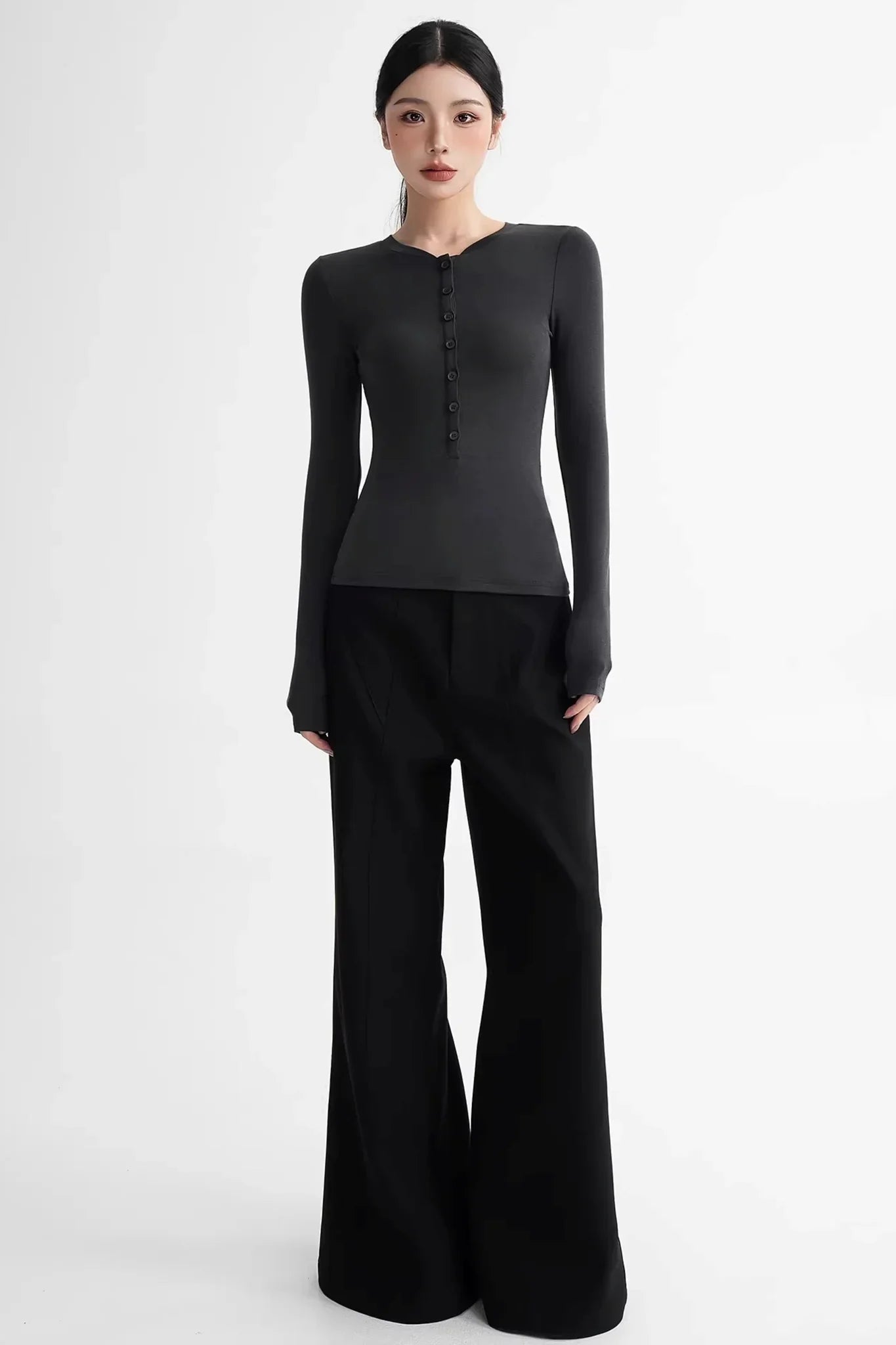 Wool Lyocell Henley Top