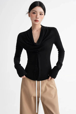 Wool Lyocell Off-Shoulder Top
