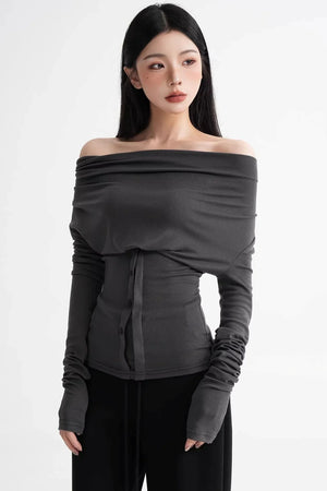 Wool Lyocell Off-Shoulder Top
