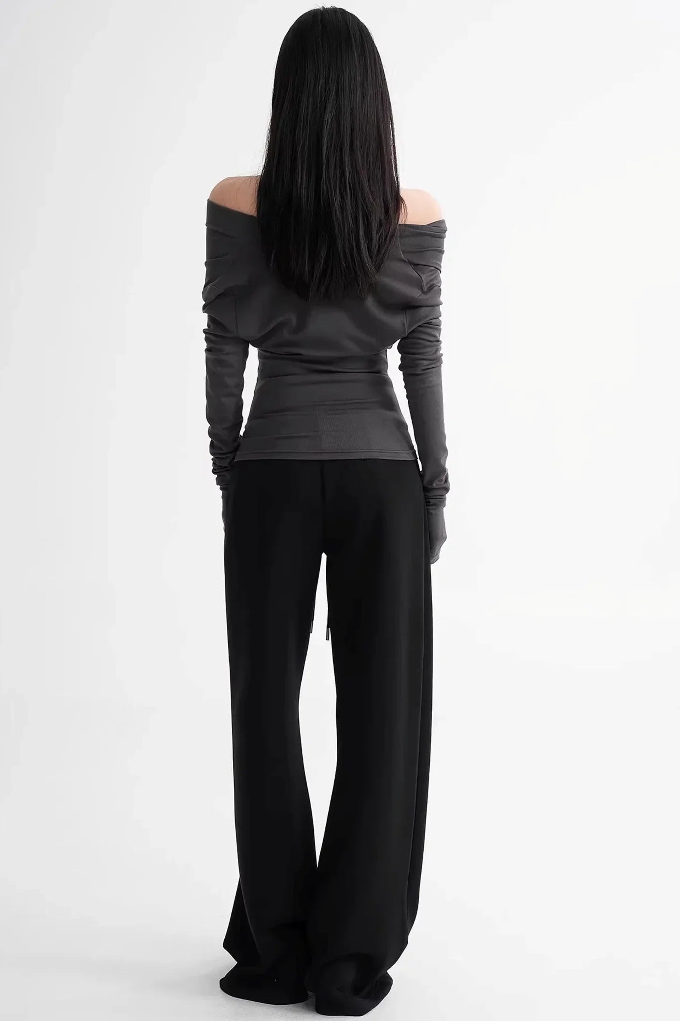 Wool Lyocell Off-Shoulder Top