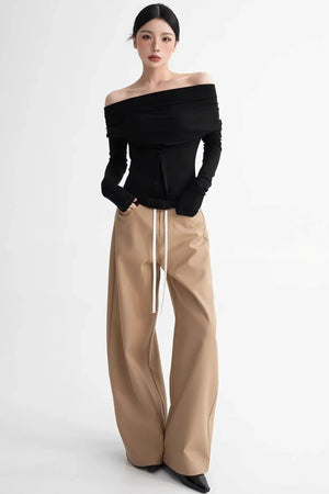 Wool Lyocell Off-Shoulder Top