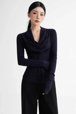 Wool Lyocell Off-Shoulder Top