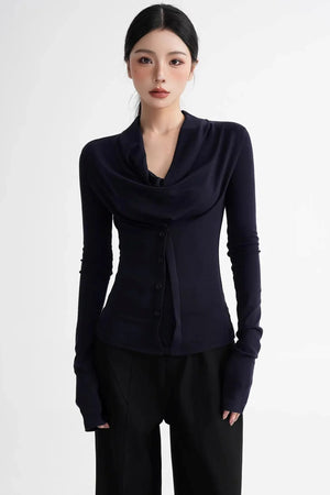 Wool Lyocell Off-Shoulder Top
