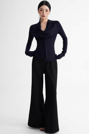 Wool Lyocell Off-Shoulder Top