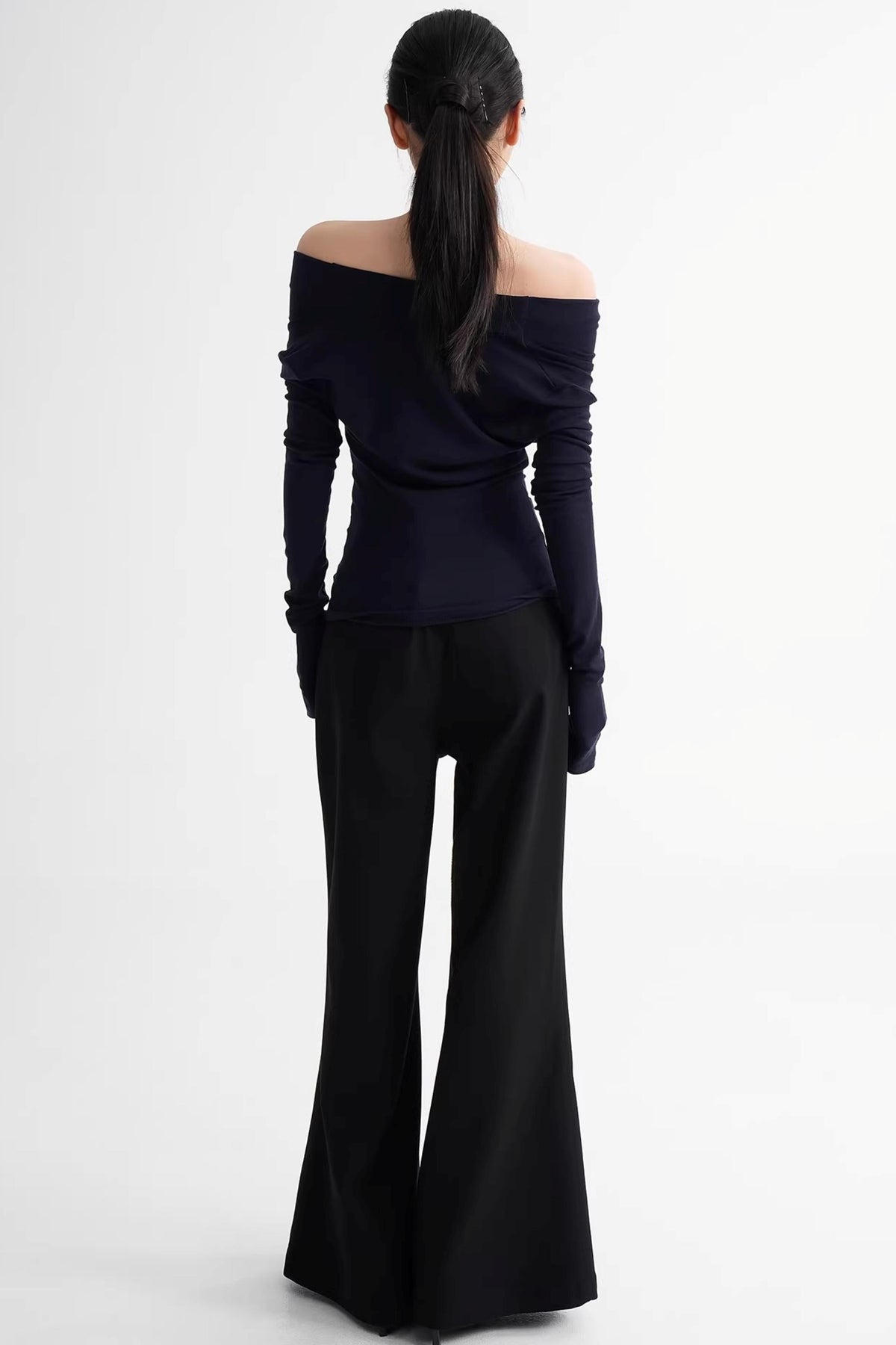 Wool Lyocell Off-Shoulder Top