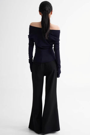 Wool Lyocell Off-Shoulder Top
