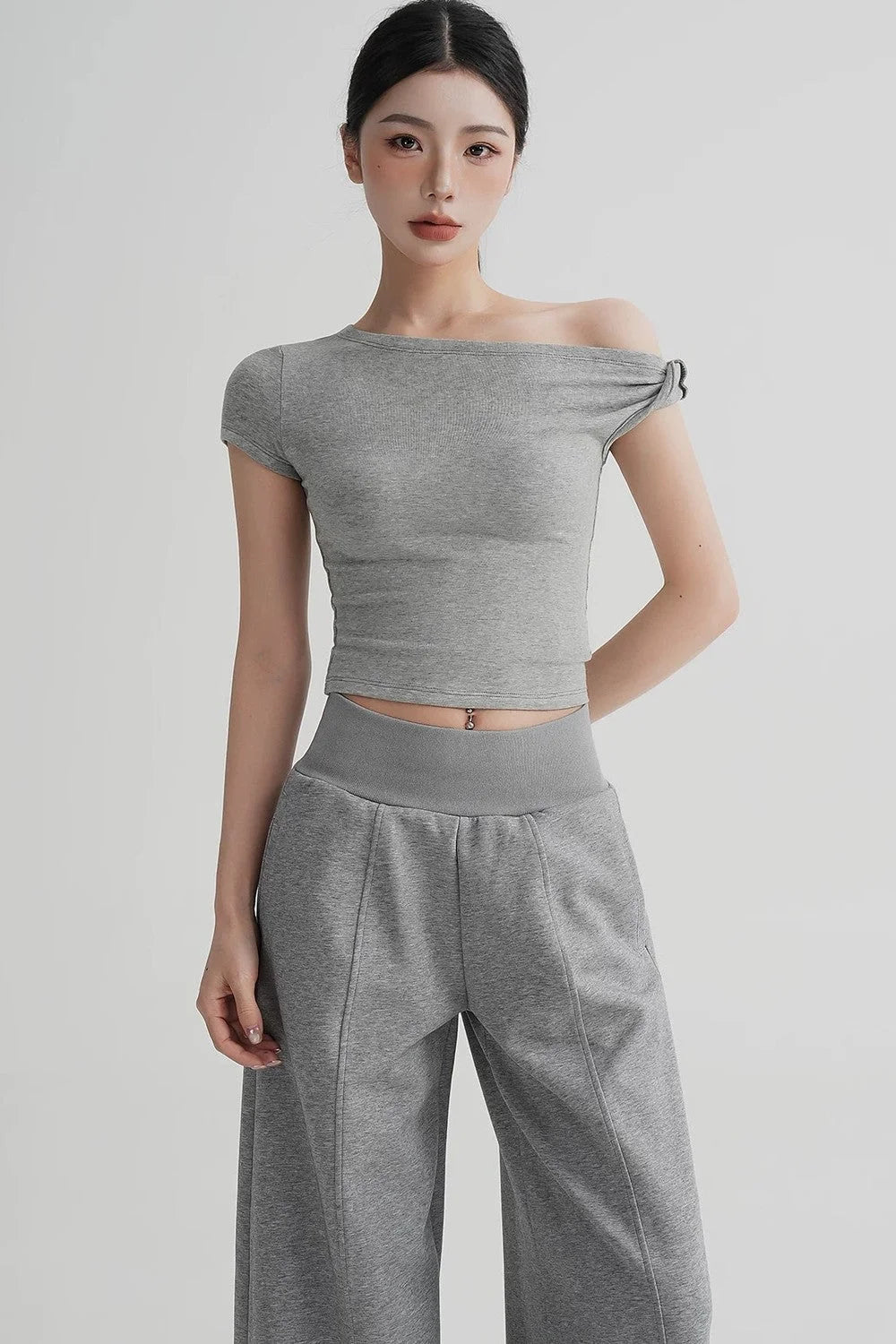 Wool Off-Shoulder Cropped Top