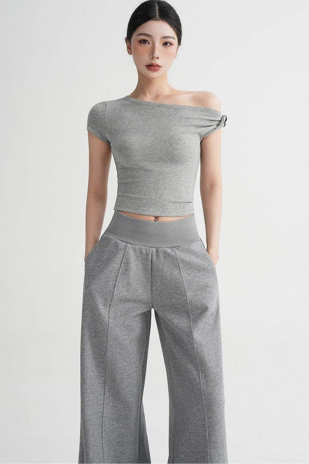 Wool Off-Shoulder Cropped Top