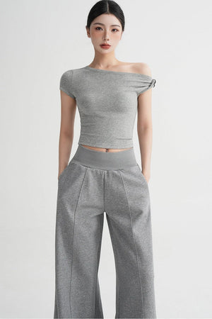 Wool Off-Shoulder Cropped Top