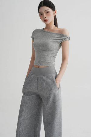 Wool Off-Shoulder Cropped Top