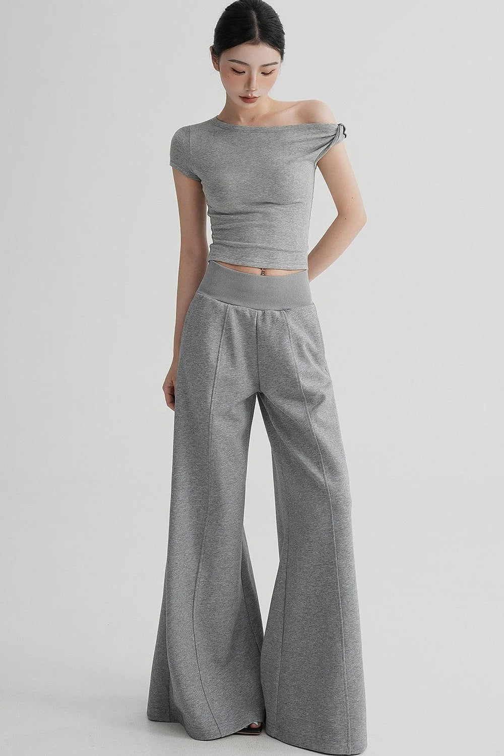 Wool Off-Shoulder Cropped Top