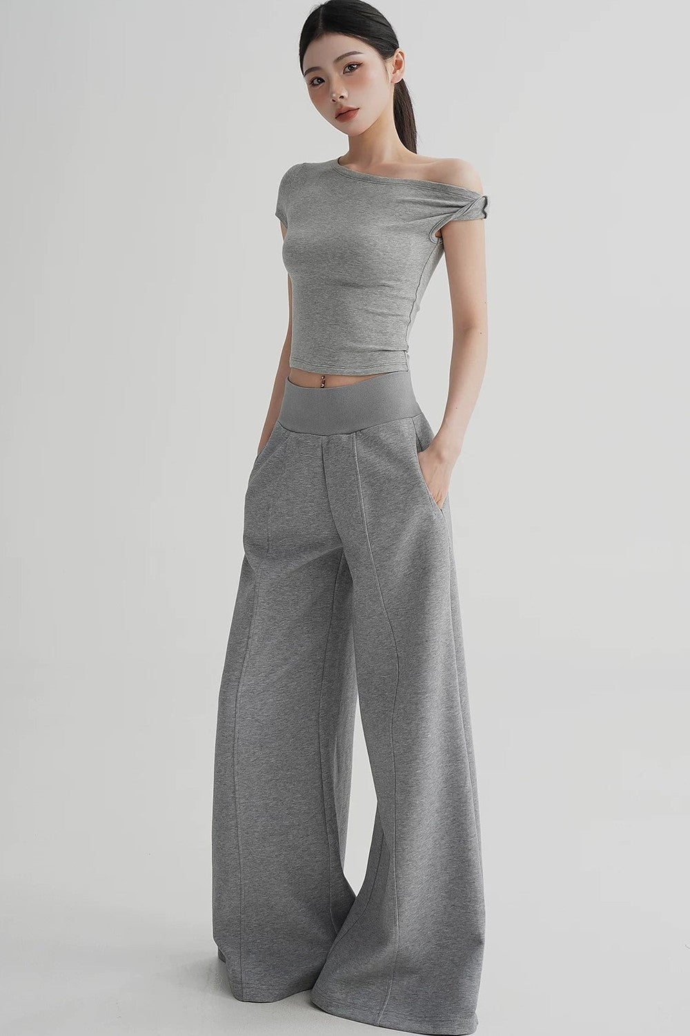 Wool Off-Shoulder Cropped Top