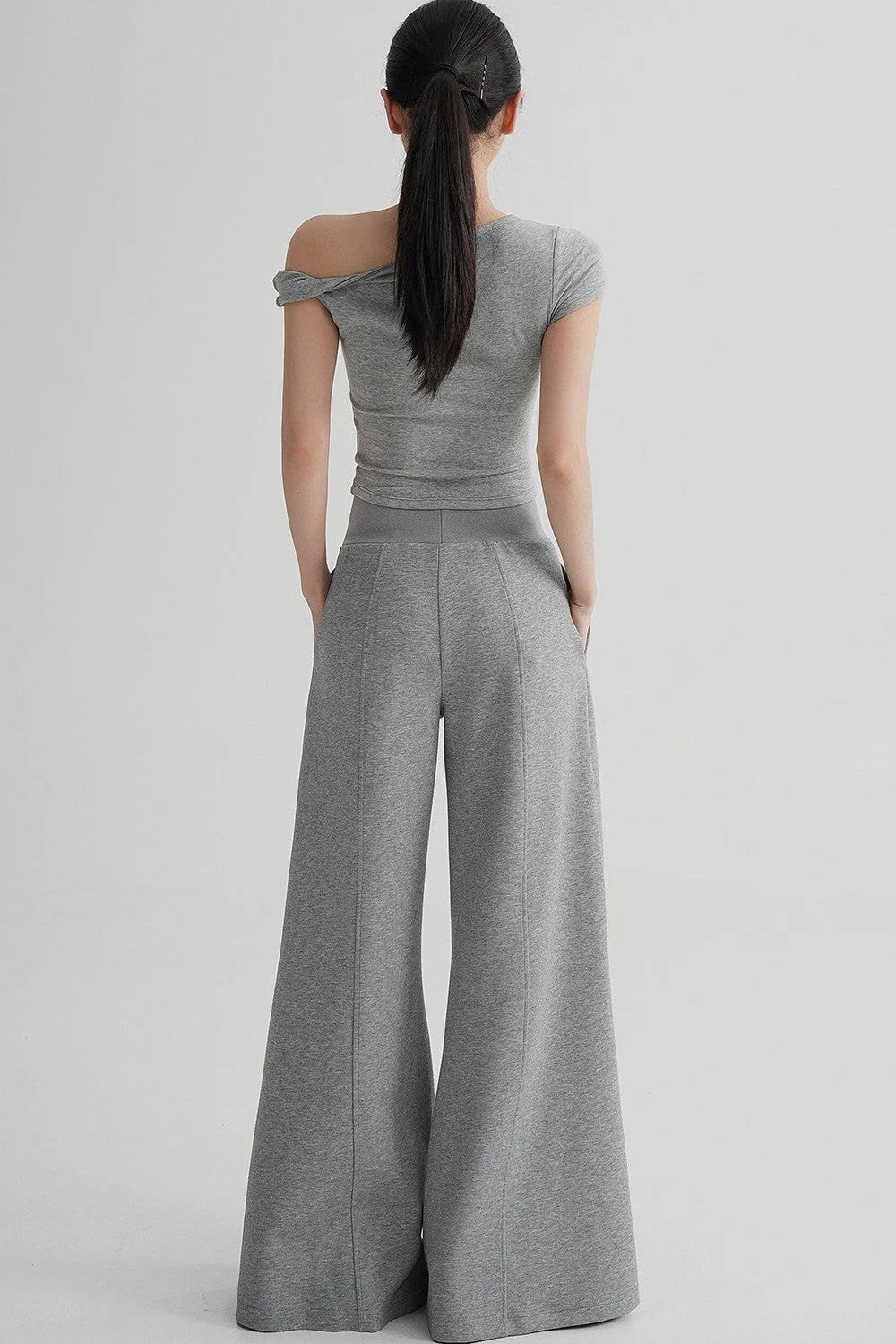 Wool Off-Shoulder Cropped Top