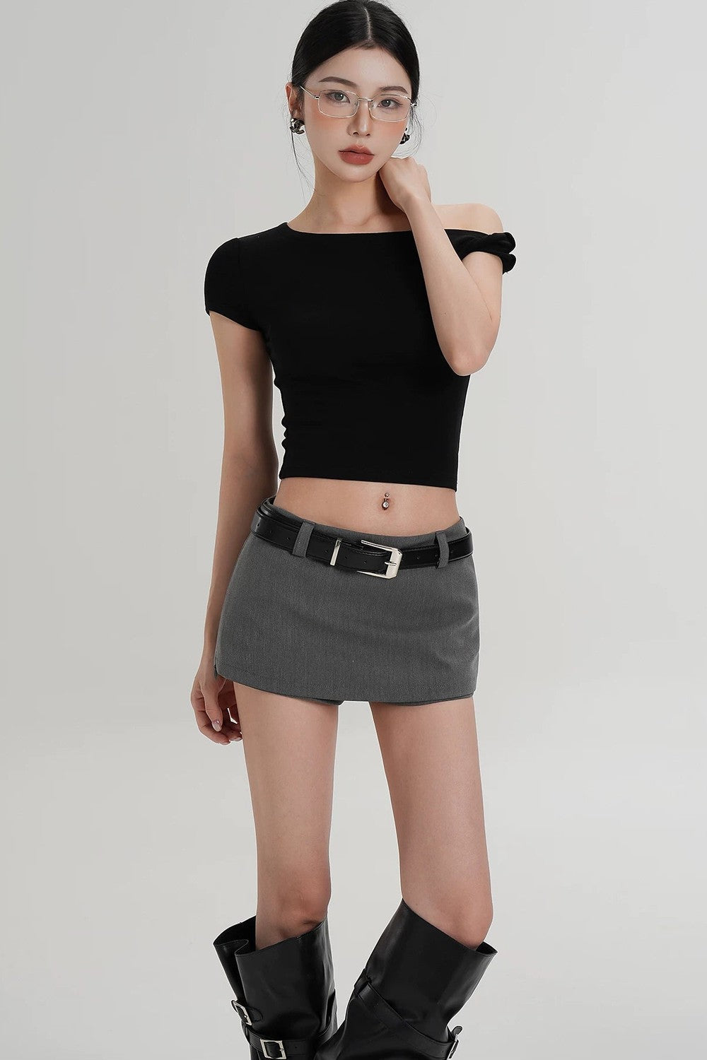 Wool Off-Shoulder Cropped Top