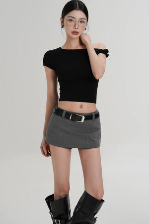 Wool Off-Shoulder Cropped Top