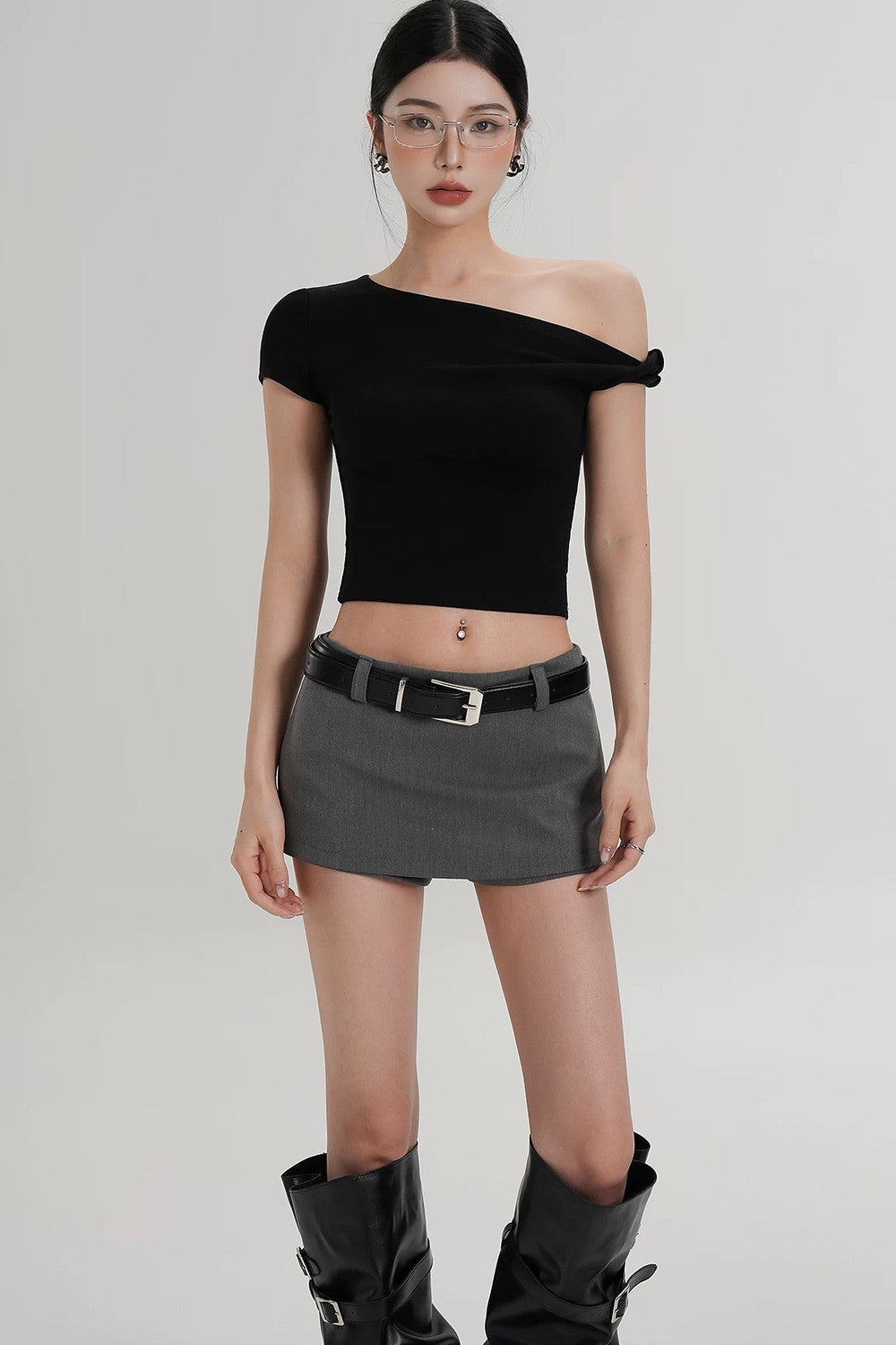 Wool Off-Shoulder Cropped Top