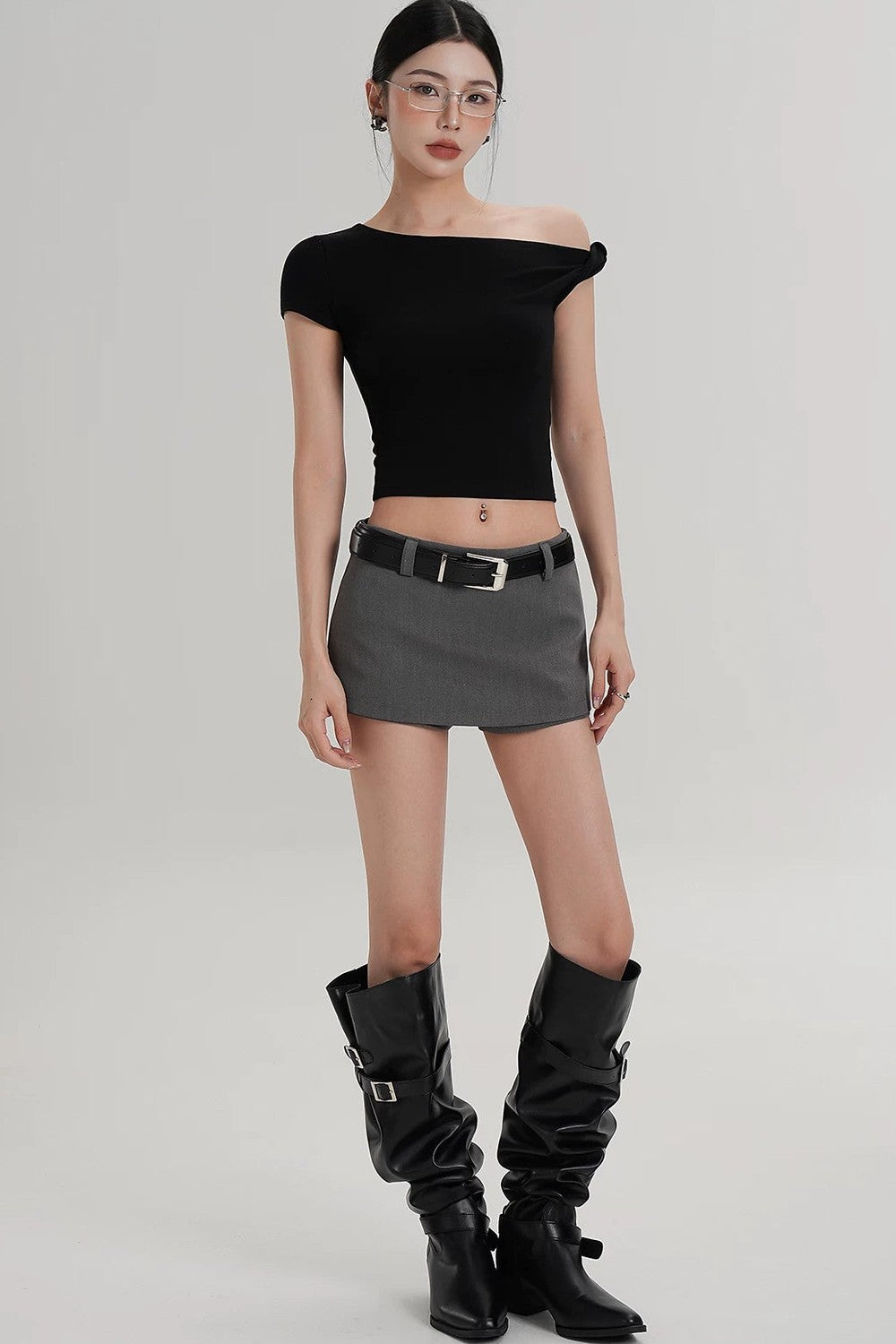 Wool Off-Shoulder Cropped Top