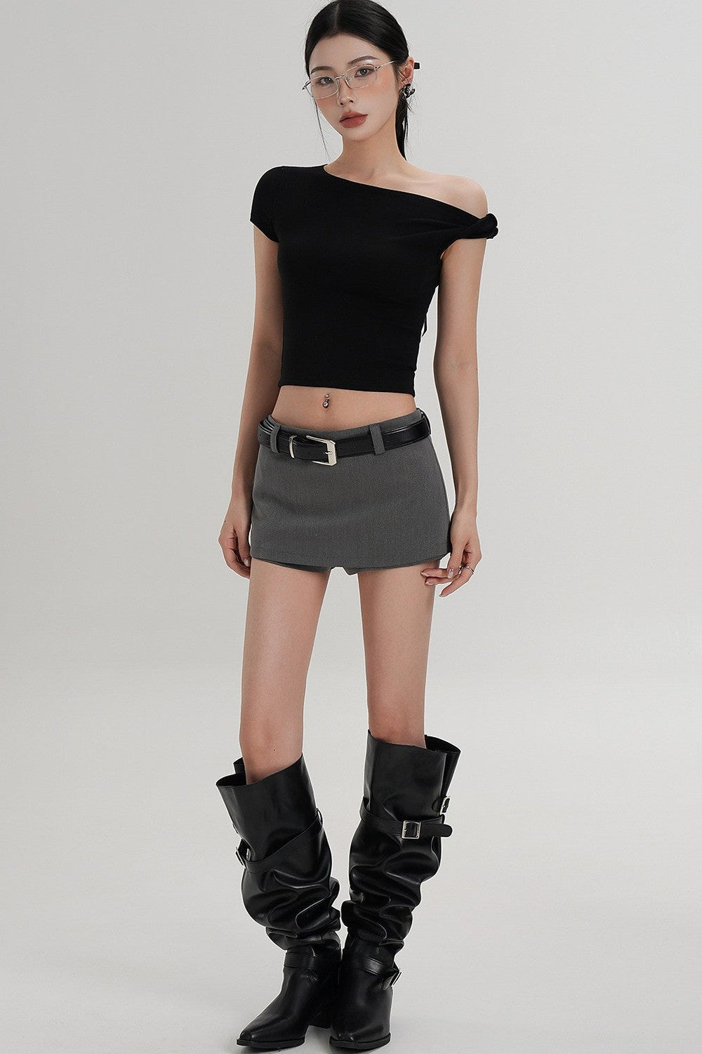 Wool Off-Shoulder Cropped Top