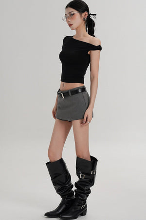 Wool Off-Shoulder Cropped Top