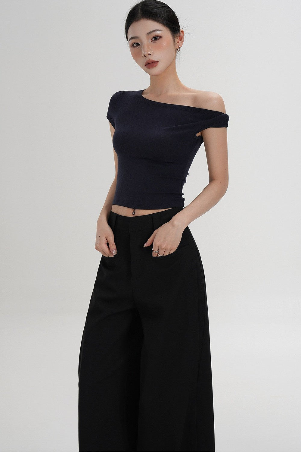 Wool Off-Shoulder Cropped Top
