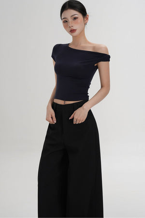 Wool Off-Shoulder Cropped Top