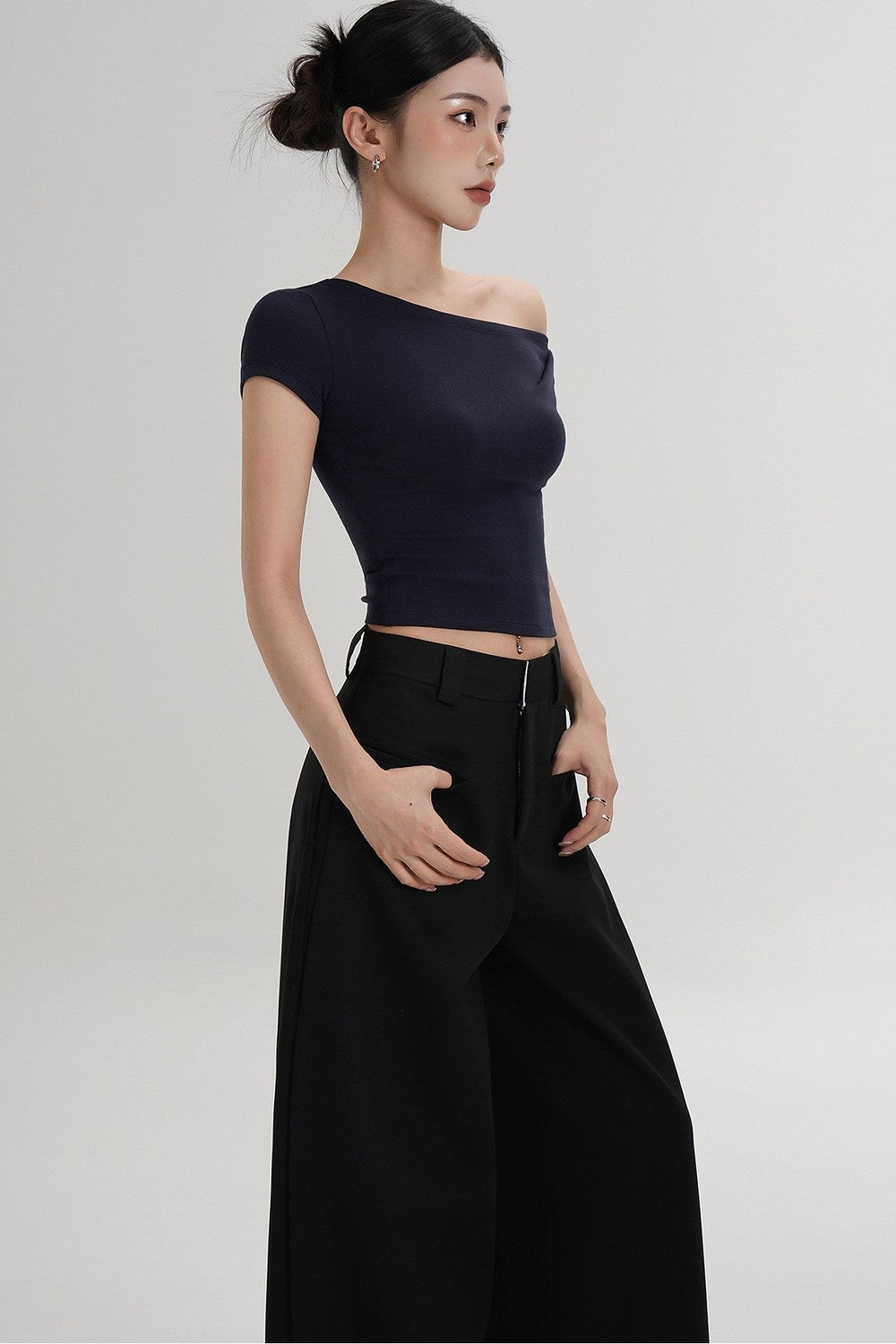 Wool Off-Shoulder Cropped Top