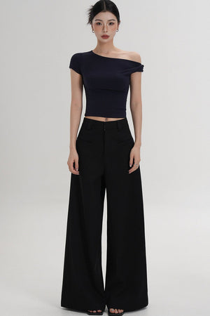 Wool Off-Shoulder Cropped Top