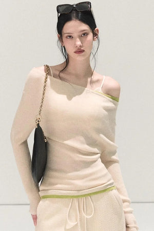 Wool Off-Shoulder Knit Top