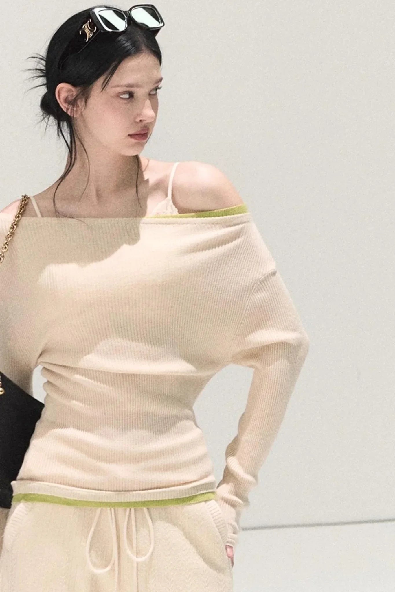Wool Off-Shoulder Knit Top