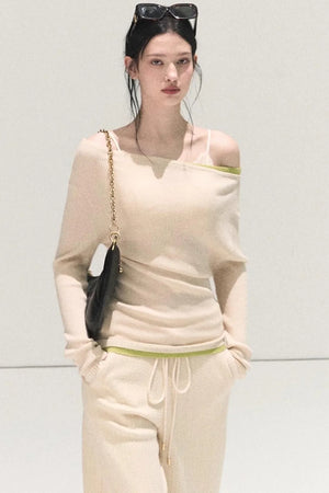 Wool Off-Shoulder Knit Top