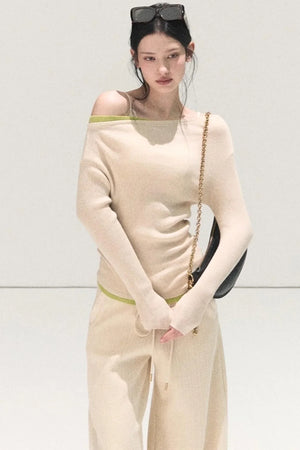 Wool Off-Shoulder Knit Top