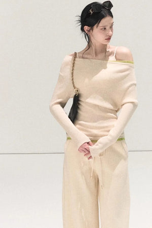 Wool Off-Shoulder Knit Top