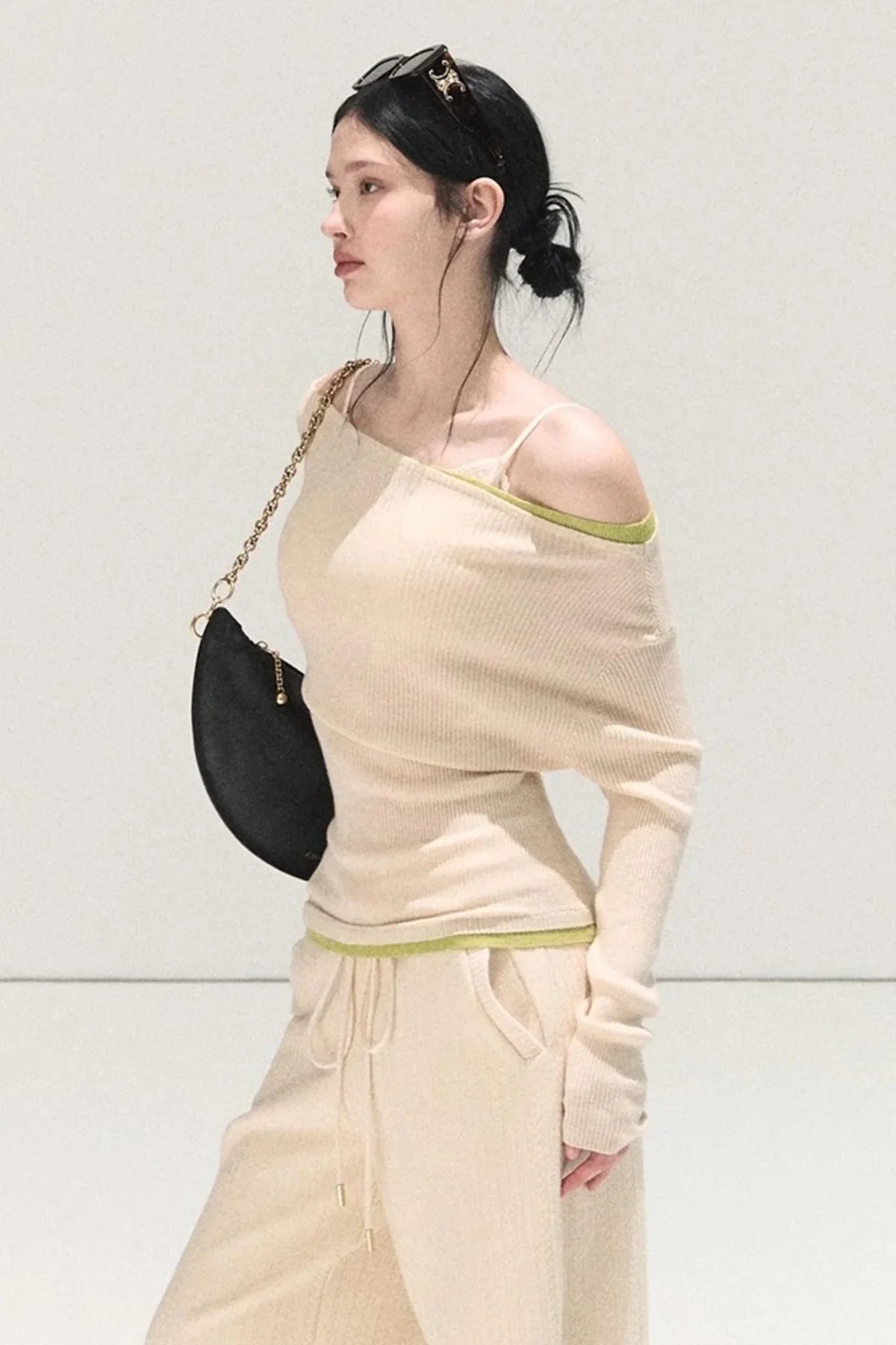 Wool Off-Shoulder Knit Top