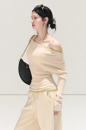 Wool Off-Shoulder Knit Top